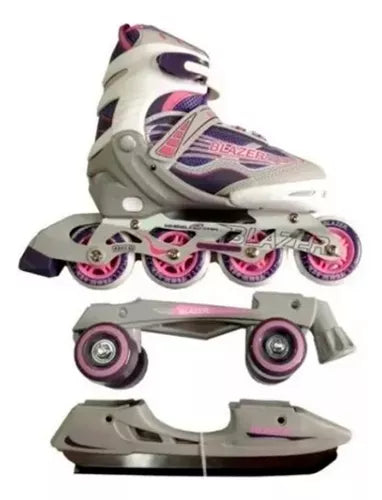 Patines Blazer 3 En 1 Ajustable Hielo, Línea Y Roller Quad