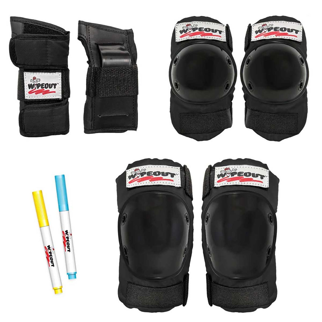 SET DE PROTECCIONES TRIPLE 8 WIPEOUT NEGRAS 
